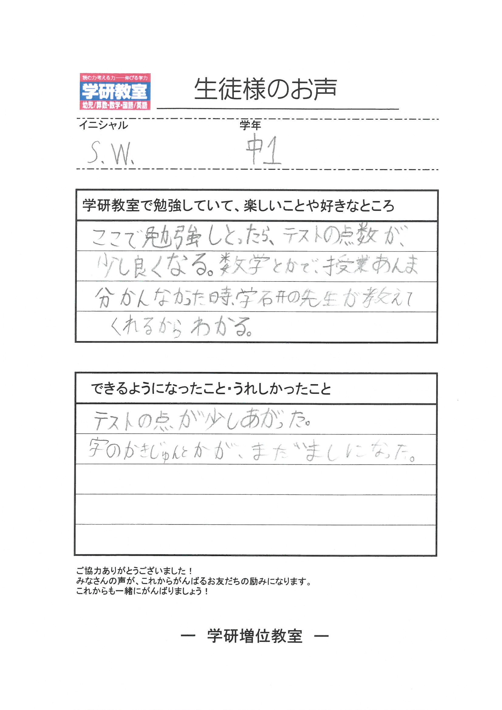 生徒（中学1年生）